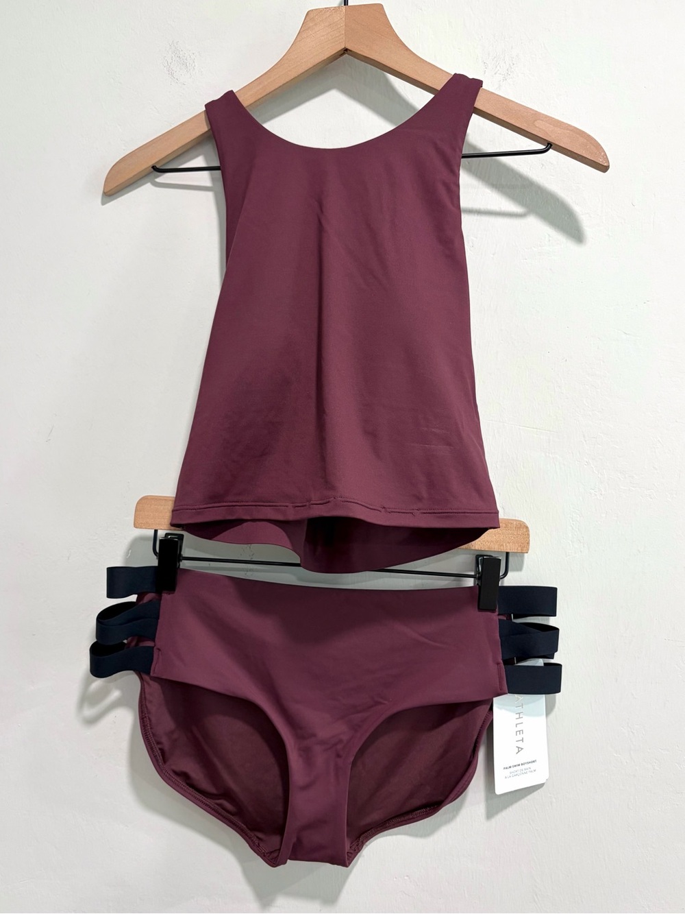 Athleta Palm Conscious Crop Bikini Top + Boy Shorts Swim Bottom Swimming Suit
